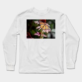 Monarch Butterfly on Purple Coneflower Long Sleeve T-Shirt